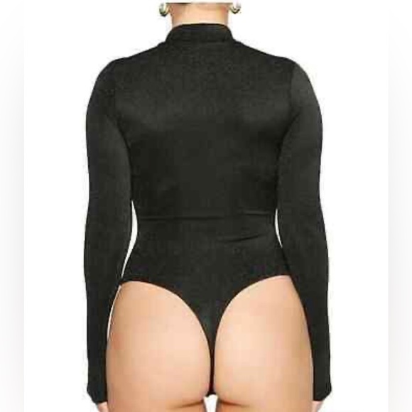 Naked Wardrobe NWT Glitter Long Sleeve Mock Turtleneck Bodysuit - Picture 2 of 6